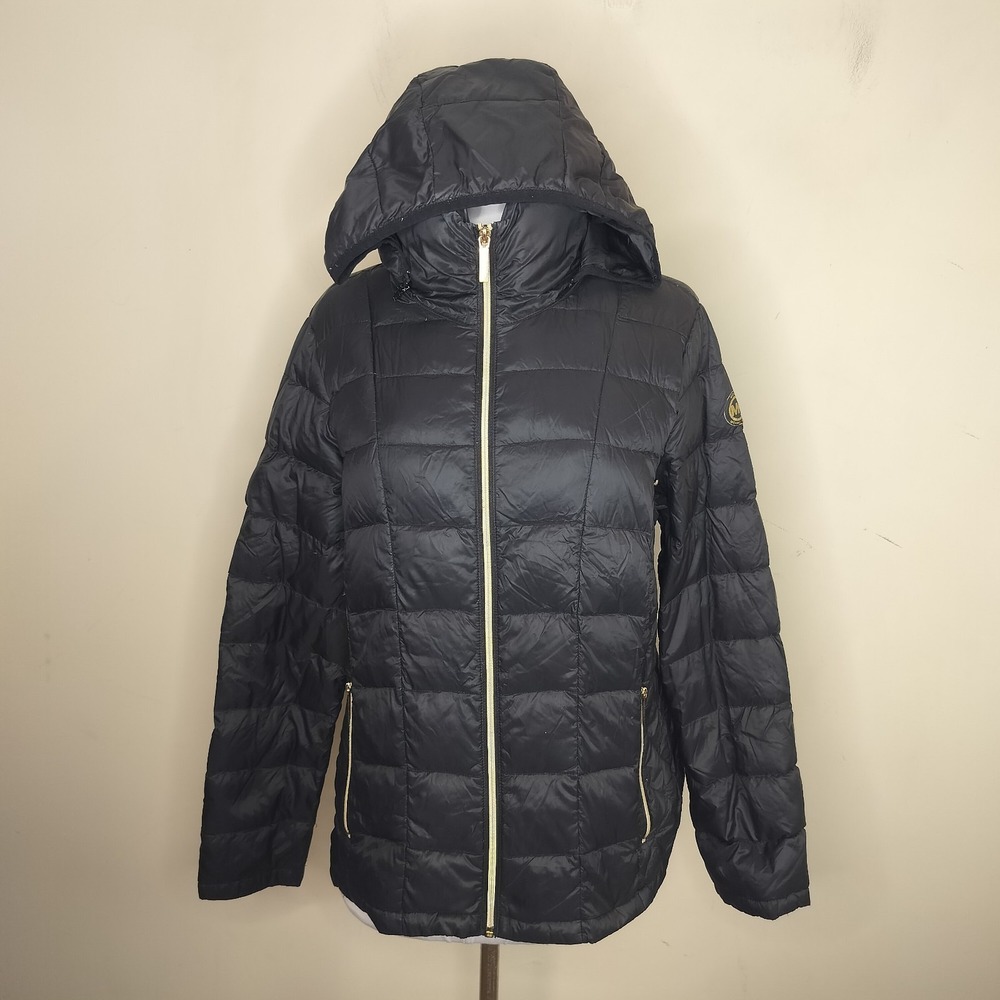 Michael Kors Navy Quilted Hooded Puffer Jacket